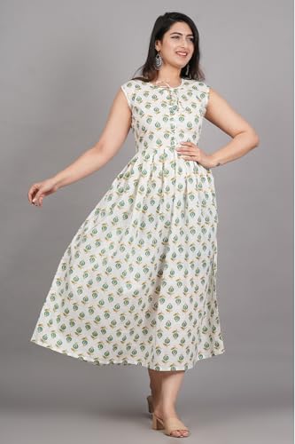 Image of Kuruti B Sheets Women's Cotton Floral Printed Regular Fit Anarkali Kurta for Women