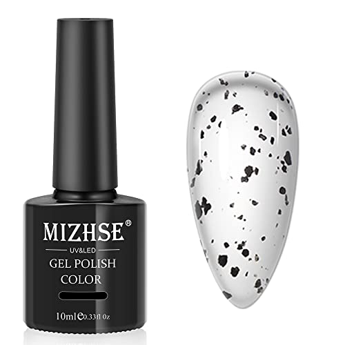Mizhse Eggshell Gel Polish Transparent Top Coat Speckled Like Quail Eggshell Effect Soak Off Uv Led Nail Gel For Nail Salon Diy At Home 10Ml #TOP18