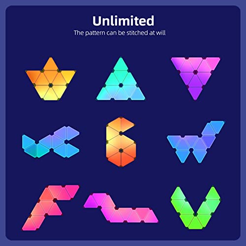 Hexiher Smart Triangle Rgb Led Wall Light Panels Rhythm Edition 9 Pack,Work With Alexa,Google Home For Bedroom, Living Room, Gaming Room, Party Decor. #TOP4