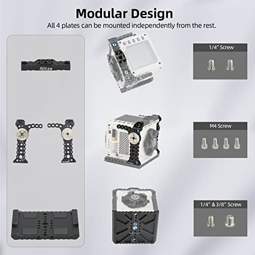 Nitze Cage for RED KOMODO 6K Camera with Built-in NATO Rail, Built-in ARRI Rosettes and Multiple Threaded Holes - T-R02A - Image 2