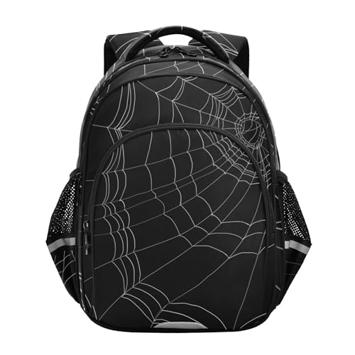 Spiders Cobweb Halloween Backpack for School Book Bag Tablet Laptop Backpack Work Travel Bag with Reflective Stripes