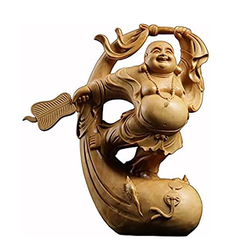 Bouddha Rieur en bois véritable de 17cm pour créer une ambiance zen dans votre salon