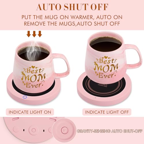 2025 Mom Birthday Gifts Christmas, Coffee Mug Warmer & Best Mom Ever Mug Set, Mug Warmer for Desk, Auto Shut Off Smart Warmer Coaster, Coffee Gifts for Mom from Daughter, Son - Image 6