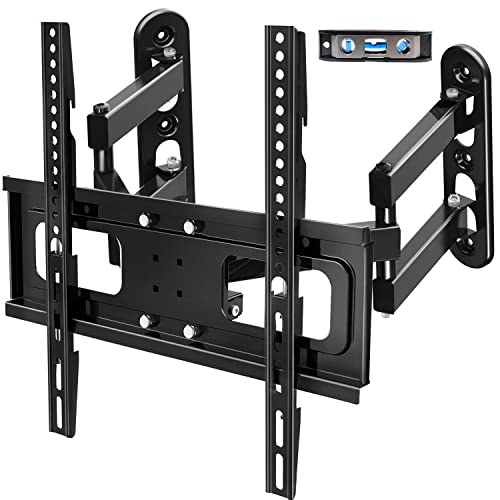 FOZIMOA Full Motion Corner TV Wall Mount Bracket for 32-65 inch Flat Curved TVs, up to 77 lbs and VESA 400x400mm, Dual Stud with Tilt and Swivel Articulating Arms