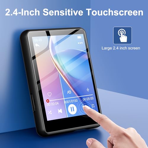 Image of SWOFY 128GB MP3 Player with Bluetooth 5.4, M4 Music Player with 2.4 inch Touch Screen, Portable HiFi Lossless Sound with FM Radio, E-Book, Voice Recording, for Travel, Gym, Hiking, Sports Running- Black