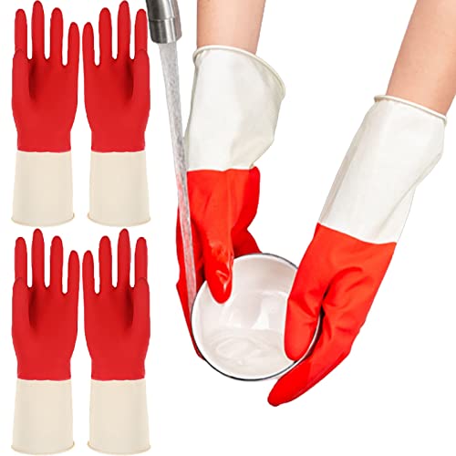 BAMFY 3 Pares Guantes Limpieza Reutilizable Guantes De Goma for Eficiente Limpieza Y Guantes Fregar Antideslizante Guantes De Cocina (Color : Red, Size : L)