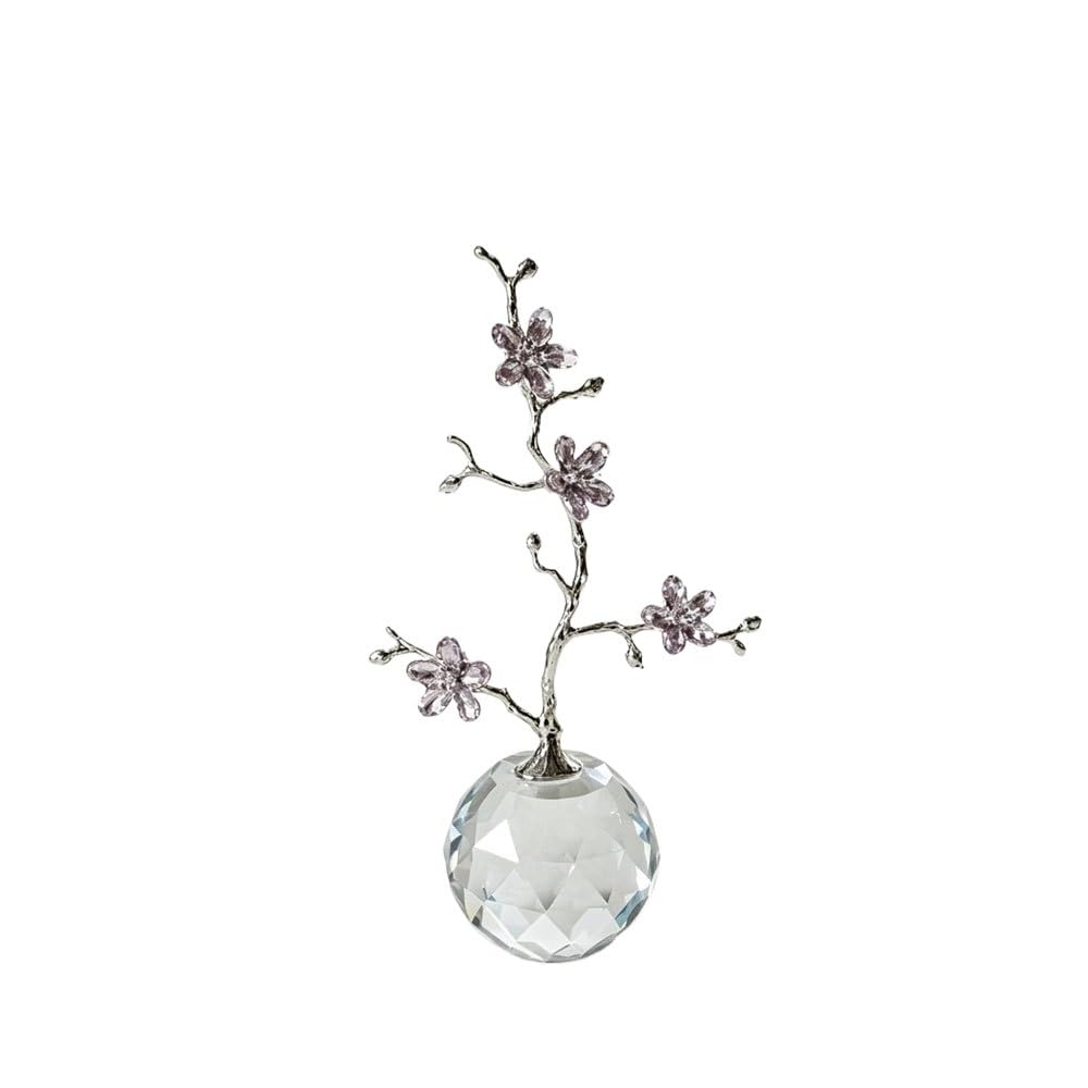 Huffa Light Pink Crystal Plum Blossom Ornament Home Desktop Decoration Craft Gift