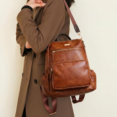 Image of VISMIINTREND Backpack for Woman /Teens Girl, Leather, Stylish, Handbag, Purse,Ladies,Office,Travel,College,Daily-Use,14-inch Laptop Bag, Elegant, Gifts for Women /Girls, Birthday Gift for Wife /Sister