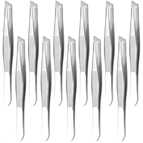 12 Pcs Eyebrow Tweezers for Women - 3.5" Stainless Steel Tweezers for Women Facial Hair with Heart Clamps, Effortless Eyebrow Plucking & Ingrown Hairs - Compact Size for Browists & Beauty Enthusiasts