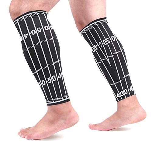hdyefe American Football Field Black Calf Compression Sleeves Schienbeinschoner Beinschutz Wadenschmerzlinderung beim Laufen, Cycli