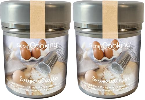 ScrapCooking - Saupoudreuse à Maille Fine - Saupoudreuse Farine Sucre Cacao - Tamis Pâtisserie - 5271 (Lot de 2)
