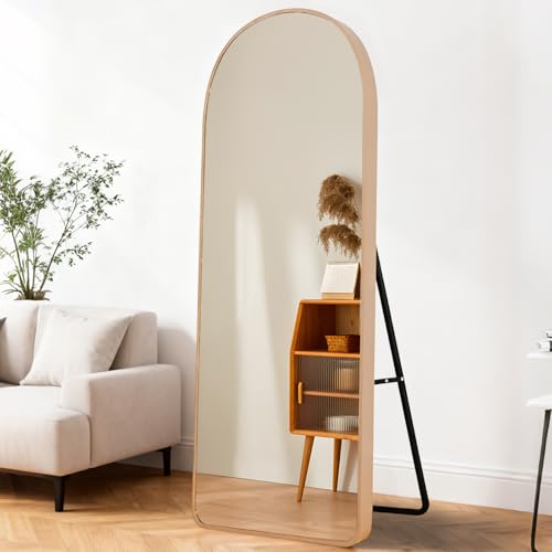 ECHOLYMTT Espejo de Pie Cuerpo Entero 160x50cm Dorado en Forma de Arco, Cristal Templado, para Pared...