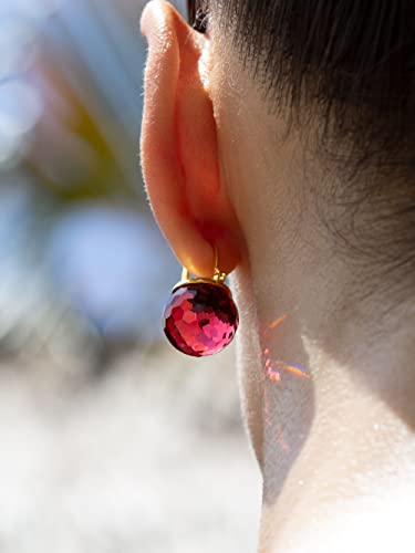 Image of Crystal Earrings for Women, Sparkly Austrian Crystal Disco Ball Earrings, 18K Gold Plated Post Drop Earrings with Colorful Spheres, Hypoallergenic & Lightweight, Ideal Gift for Her