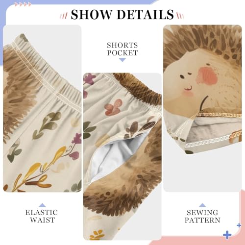 ZZXXB Hedgehog Autumn Leaves Boys Long Pants Soft Trousers Elastic Waist Kids Lounge Bottoms with Pockets S-XL4