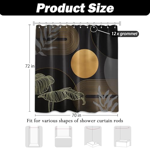 Keeuy Shower Curtain, Black and Gold, 70 x 72 Inch by Keeuy - Used condition - Image 4