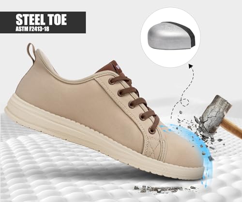 Image of LARNMERN Slip On Steel Toe Shoes Women Work Walking Sneakers Skate Hands Free Safety Tennis Shoes