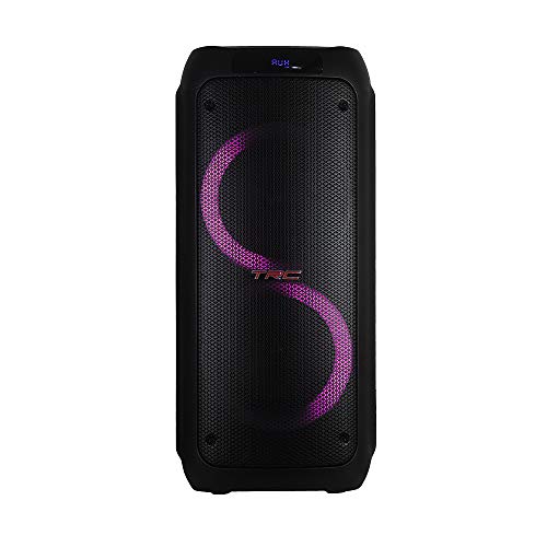 TRC 5590 - Caixa de Som Amplificada Portátil com Bluetooth; Controle Remoto; Entrada USB; Iluminação em LED; Disco Ligthing; Microfone com Fio e TWS; – 1000W RMS; Black glide