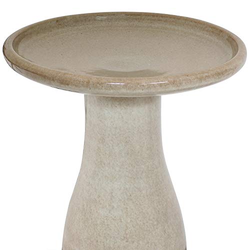 Sunnydaze Outdoor Ceramic Bird Bath - Duo-Tone - High-Fired, Hand-Painted, Uv And Frost Resistant Finish - Patio, Lawn, Garden Decorative Birdbath - Yam #TOP4