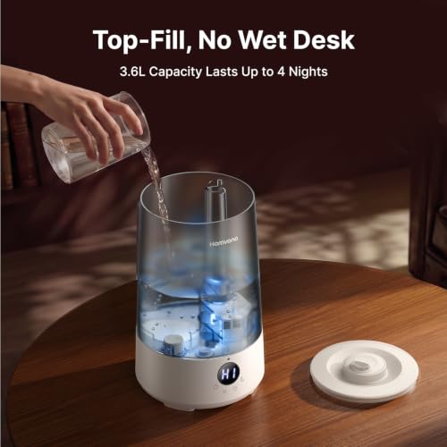 Homvana Top-Fill Cool Mist Humidifiers for Bedroom, Large Room(3.6L,Grey) - Image 5