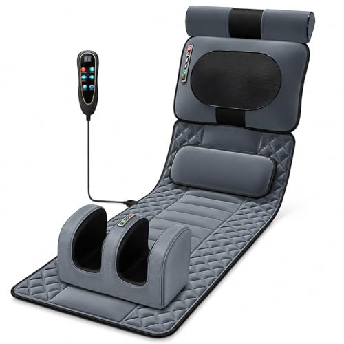 Coussin de chaise de massage électrique, tapis de massage complet avec 30 têtes de pétrissage shiatsu, coussin chauffant et 9 modes pour le cou et le dos