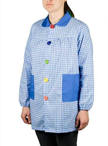 KLOTTZ - BABI PROFESORA CUADROS BATA ESCOLAR mujer color: CELESTE talla: S/M