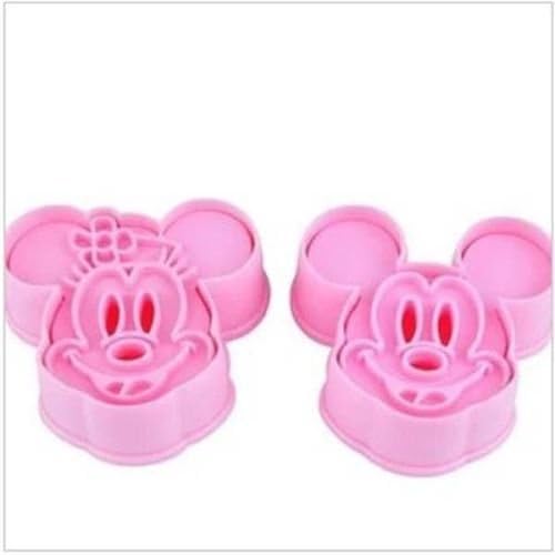 2 Mickey Minnie Mouse Two Pieces 3D Cartoon Cookies Mold Fondant DIY Cake Mold