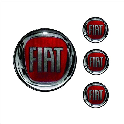 jogo bottom/ emblema para calota fiat 48mm vermelho 4 peças resinado