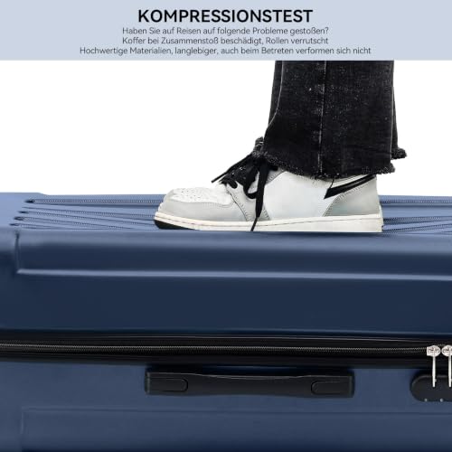 BEIBYE Handgepäck Koffer M 55 cm – Kabinenkoffer aus ABS, leicht, 360° Doppelrollen, Reisekoffer für Kurzreisen, Dunkelblau – Ansicht 8