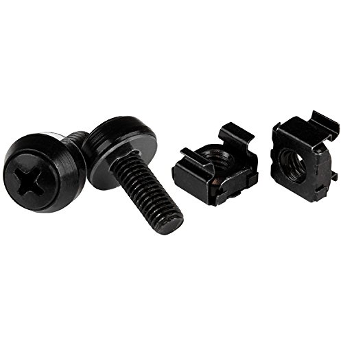 Image of StarTech 50-Pack M6 12mm Screws, Square Hole Cage Nuts and Installation Tool, Hardware Mounting Kit for 19 inch or 10 inch Server Racks, Cabinets and Enclosures, Black - TAA