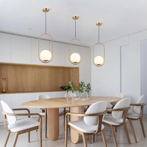 Lámpara de techo minimalista de una luz con globo de cristal para comedor moderno 3