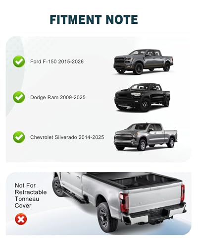Image of Adjustable Aluminum Truck Ladder Rack - Fits Ford F-150, Dodge Ram & Chevy Silverado, 800lbs Dynamic / 1000lbs Static Load, Tool-Free Non-Drilling Installation, Micro-Inward Tilt for Stable Cargo