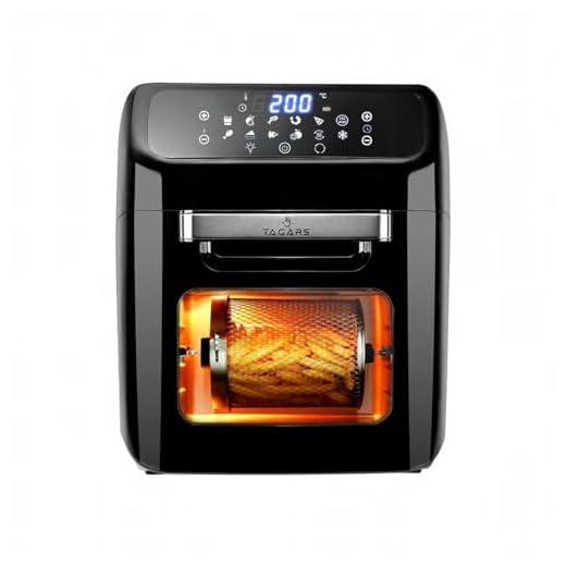 Tagars Forno Friggitrice Ad Aria Calda Da 12 Litri Con Display Digitale, Sistema A Riscaldamento Rapido, 12 Programmi Di Cottura, Timer e Temperatura Regolabili 1800 W (12 Litri, Nero)
