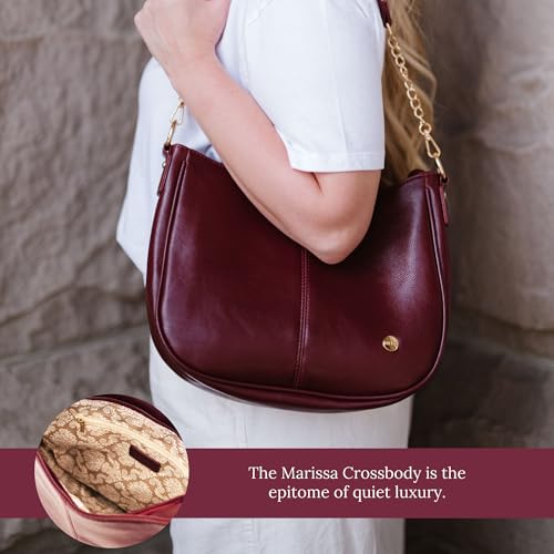 Image of Modern+Chic Crossbody Bags for Women - Marissa Saddle Crossbody, Vegan Leather Shoulder or Handbag with Two Adjustable Straps