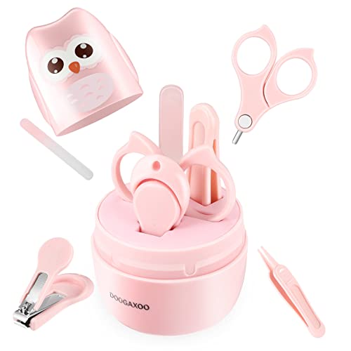 DOOGAXOO Baby Nail Clippers, 4-in-1 Safe Baby Nail Kit with Cute Case, Nail Clipper, Scissors, Tweezers, Baby Nail File Set for Newborn, Infant,...