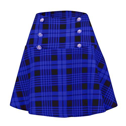 Women's Gothic Punk Plaid Pleated High Waisted Short A-Line Flare Mini Skirt Casual Vintage High Waisted Lace Up Skirt4