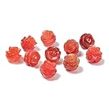 JM Design Carnelian Hand Carved Rose Flower Gemstone Beads Size 12mm 10pcs/Strand for Jewelry Making