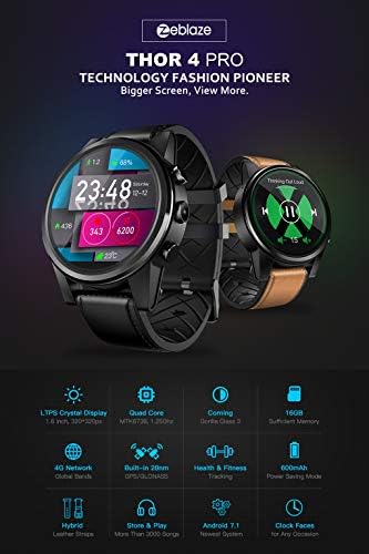Zeblaze Thor 4 Pro - Reloj Inteligente 4G (1,6 Pulgadas, visualización de  Vidrio GPS/GLONASS Quad Core, 1 GB, RAM, 16 GB, ROM, 600 mAh, Correa de  Piel híbrida, para Hombre), Marrón : Amazon.com.mx: Electrónicos