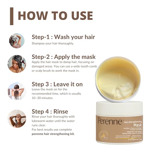 Image of Perenne Hair Strengthening Mask for Hair Fall Control & Damage Repair | Deep Conditioner with Keratin, Redensyl, RootBioTec & Black Seed Oil | Sulphate-Free | Unisex | 100g