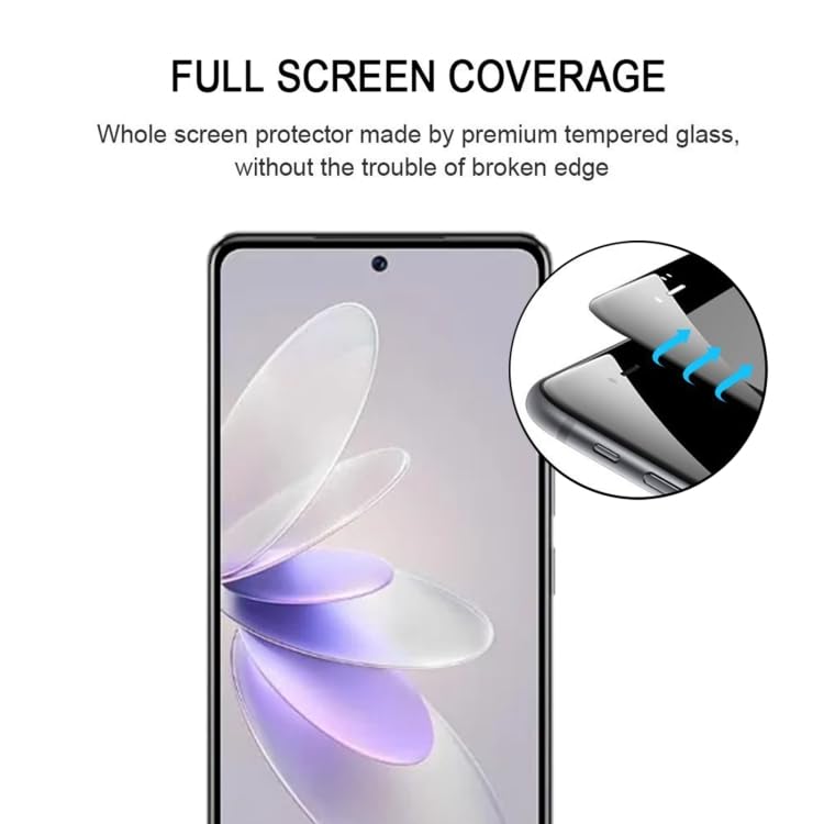 Image of Casodon Scratch Proof 5D Full Tempered Glass for Vivo V30 Pro 5G (Black) Full Screen Protector with Easy Installation Kit