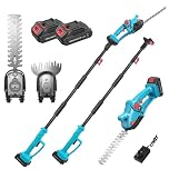 Hedge Trimmer Long Reach, 2.5M Telescopic Hedge Trimmer, Long Reach Hedge Cutter with Two 1.5Ah Batteries, Two Hours of Use, Dual Action Blades, 90º Adjustable Trimmer for Pruning Hedges, Bushes, Tree