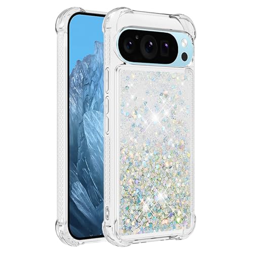 Coque silicone Google Pixel 10 design liquide paillettes argent haut de gamme