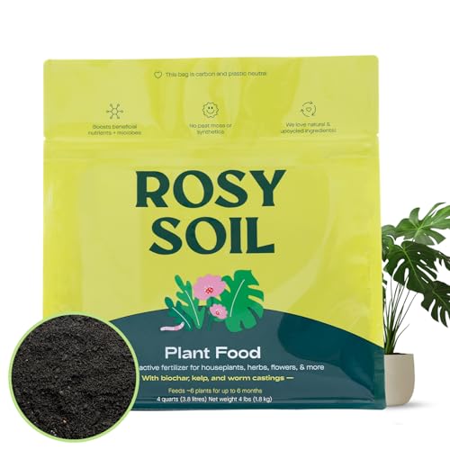 Image of Rosy Soil Plant Food, Organic Fertilizer for Indoor Plants, 4 Quarts | Microbially Active Organic Indoor Plant Food, with Biochar, Kelp, Worm Castings, For Houseplants, Herbs & Flowers