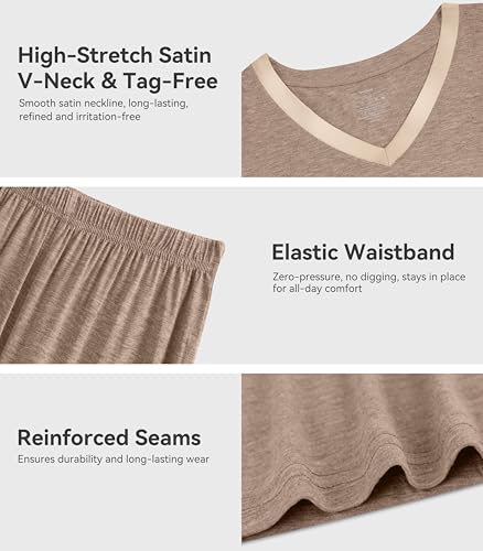 Image of WiWi Viscose from Bamboo Pajamas Set for Women Super Soft Short Sleeve Cooling Summer Plus Size Pjs Sets Sleepwear S-4X