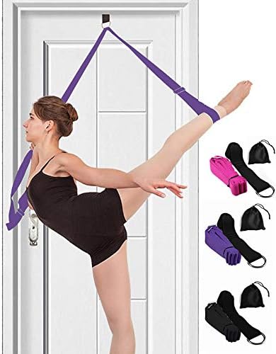 Door Leg Stretcher Band - Get More Flexible With The Door Flexibility Trainer To Improve Leg Stretching - Perfect Home Equipment For Ballet, Dance And Gymnastic Exercise taekwondo & MMA (Purple)