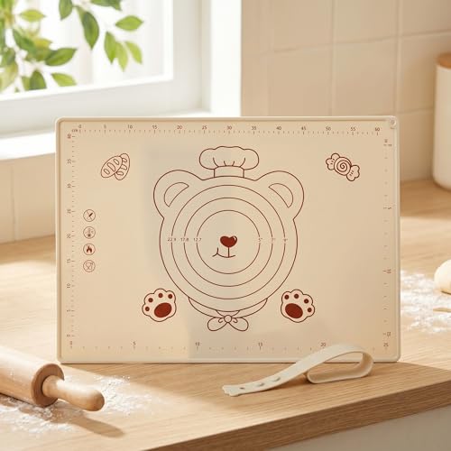 Silicone Baking Pastry Dough Mat - 28"x20" Extra Thick Dough Rolling Matt with Measurement, NonStick Kitchen Counter Kneading Pad Raised Edge, Reusable Heat Resistant for Bread Pizza Fondant Pie Crust — view 4