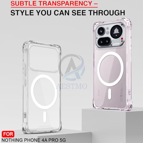 Image of AESTMO Clear Back Cover for Nothing Phone 4A Pro | 360 Protection | Transparent Back Cover for Nothing Phone 4A Pro (PC + TPU, Compatible with MagSafe Accessories, Transparent Bumper)