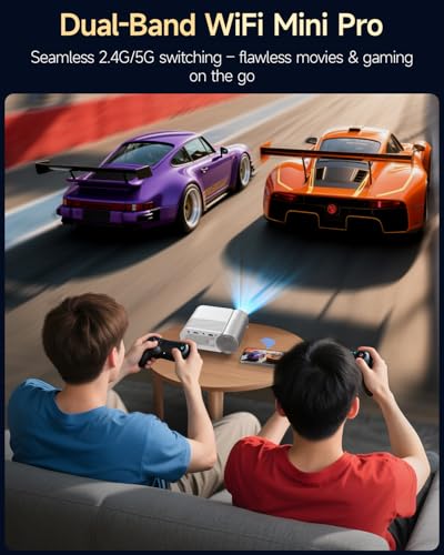 Image of Mini Projector with WiFi and Bluetooth, 1080P Support Portable Projector for iPhone, 200 inch Portable Projectors for Bedroom, Compatible with Phone /Pad /Laptop /TV Stick