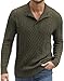Suvifuly Mens Stand Collar Pullover Sweater Slim Fit Button Casual Knitted Sweaters Twisted Thermal Fashion Henley Sweater Army Green