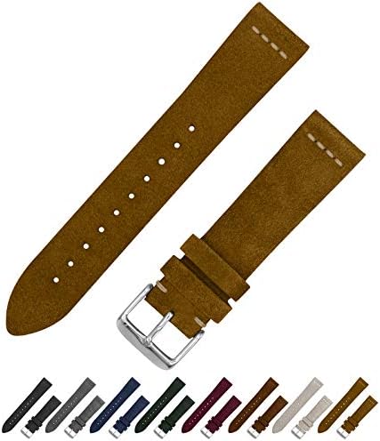 Benchmark Basics Light Brown 18mm Suede Watch Strap - Vintage Leather Watch Band for Men & Women - Compatible with Regular & Smart Watches