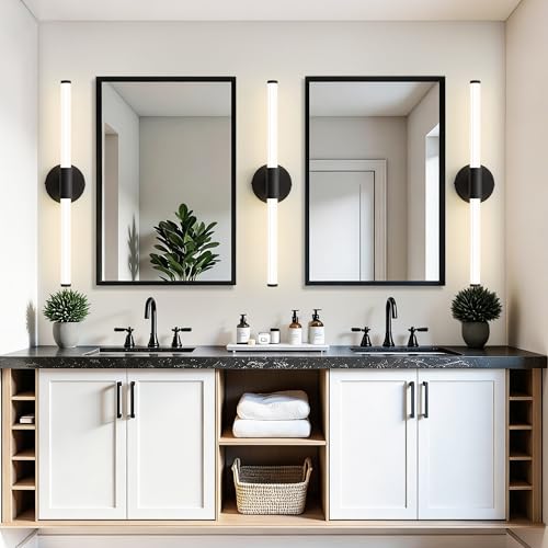 Gednbo LED Bathroom Vanity Lights Fixtures Matte Black Over Mirror 23.6 inch Modern 360° Sconces Wall Lighting Bar 20W 4000K Warm Light for Farmhouse Bedroom Living Room by Gednbo - Used condition - Image 6